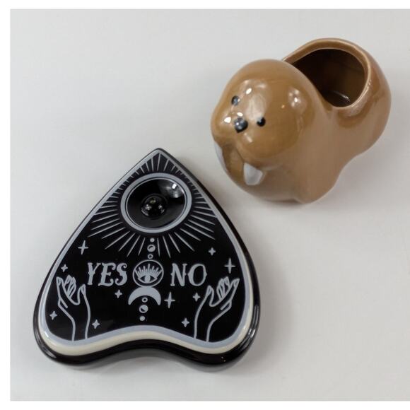 Ceramic Kawaii Gift Set Ouija Planchette Incense Holder Winston Walrus Planter - Picture 1 of 14